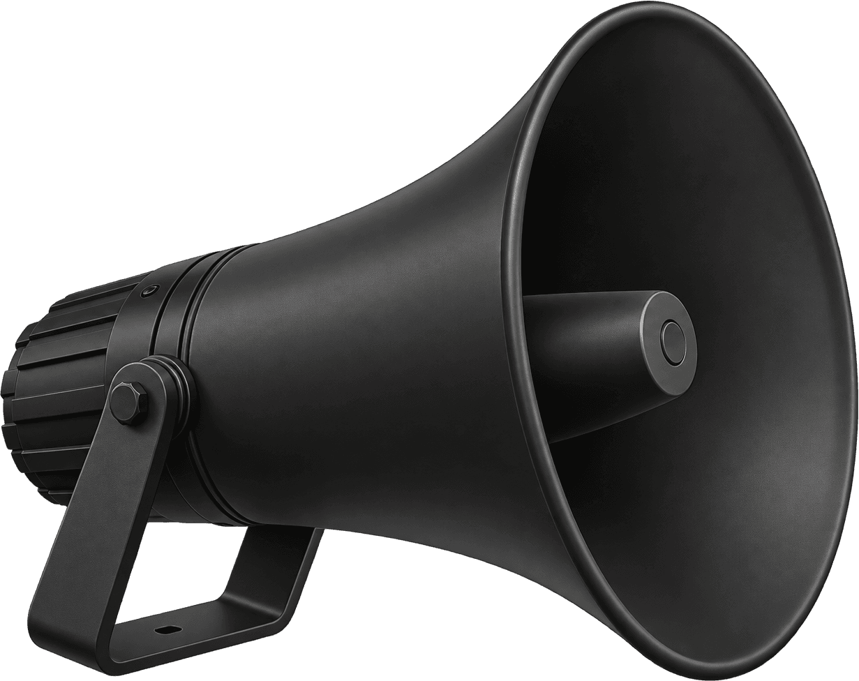 Minimalist dark matte megaphone on left