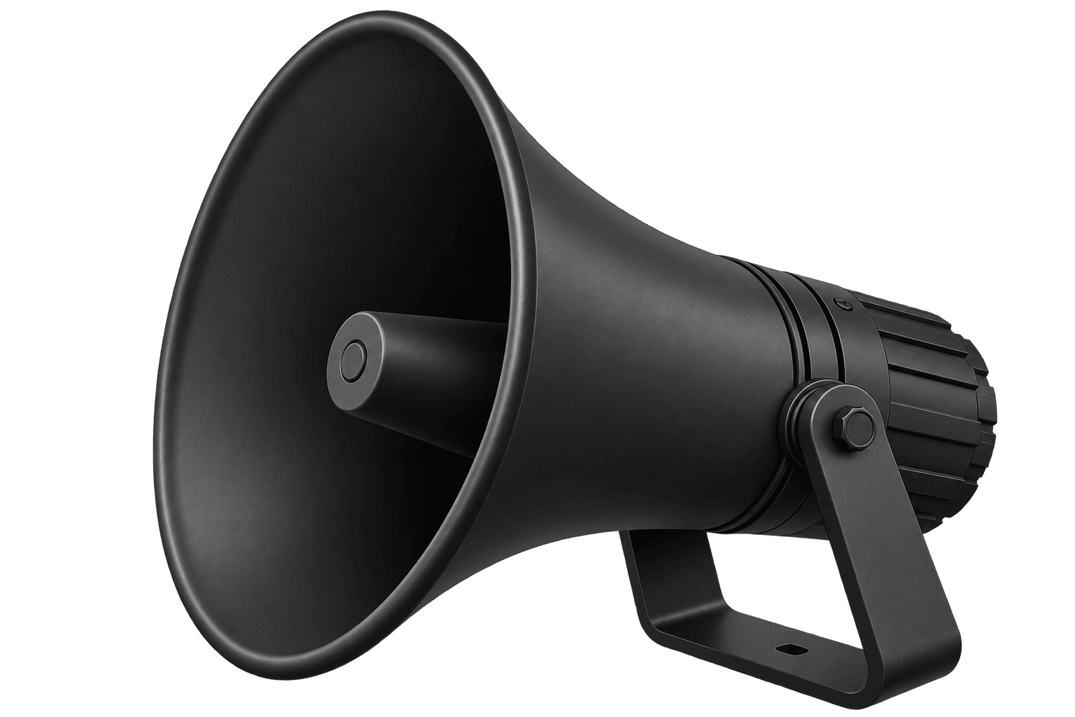 Minimalist dark matte megaphone on right