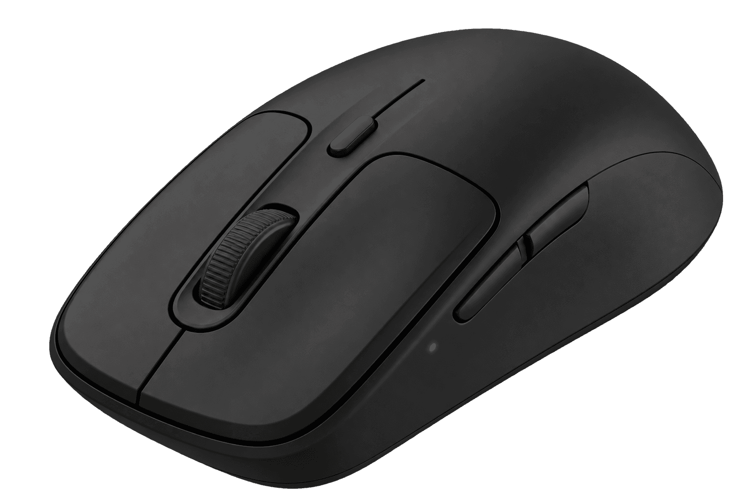 Minimalist dark matte ergonomic mouse on right